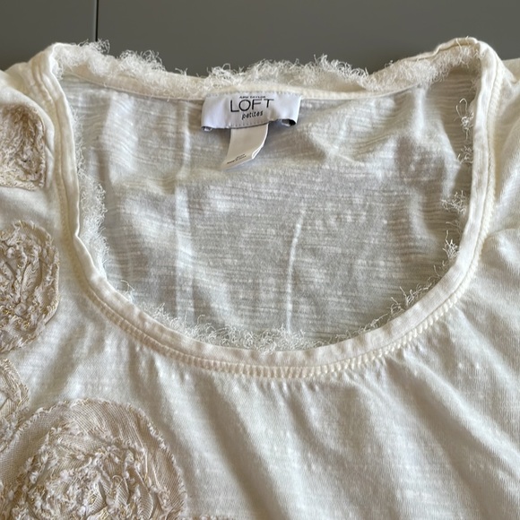 ANN TAYLOR LOFT short sleeve T-Shirt cream Size SP - Picture 9 of 13